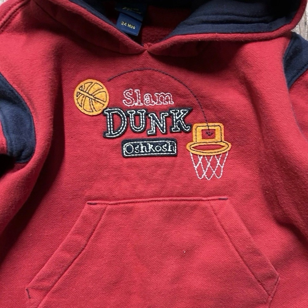 Vintage Oshkosh Red Fleece One Piece Slam Dunk Size 18-24 Months - Picture 4 of 4